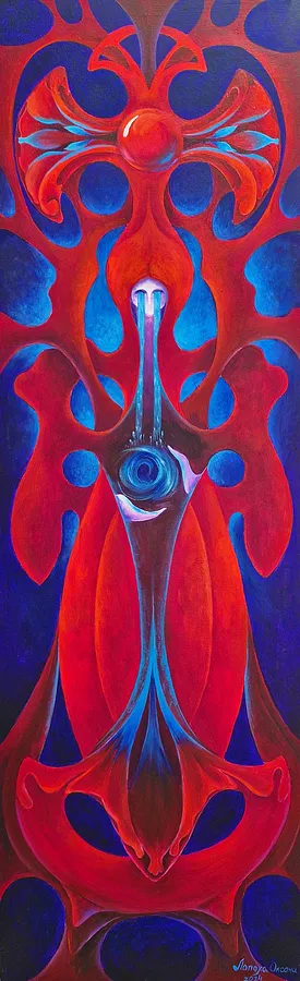 Image of Unshed tears by Oksana Lopokha, size: 162х51, made of Acrylic, canvas, Painting medium, from Ukraine, part of the "Figures" series, priced at $1200 Photo 1 of 2.