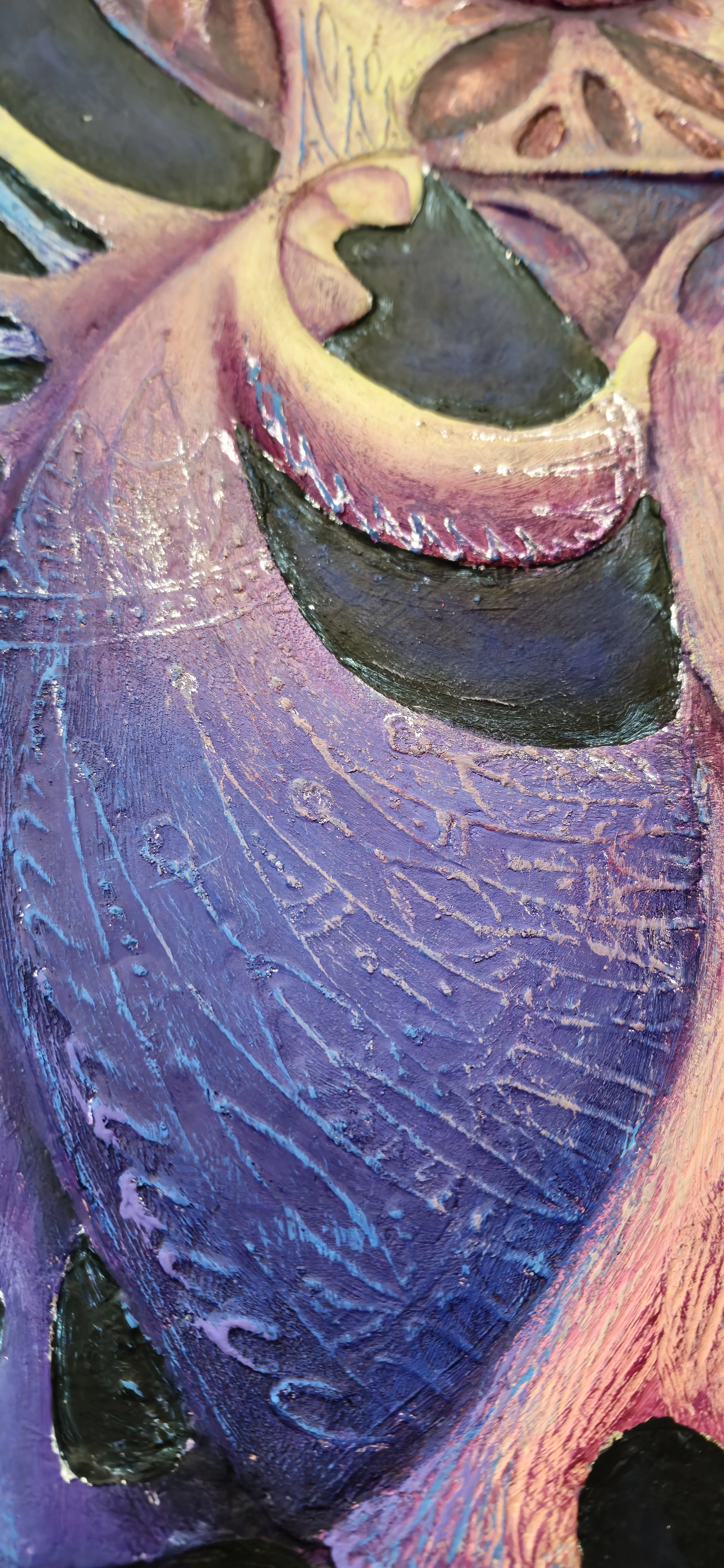 Image of The Border by Oksana Lopokha, size: Діаметр 60см, made of Acrylic, texture paste, MDF, Painting medium, from Ukraine, part of the "Figures" series, priced at $1200 Photo 5 of 5.