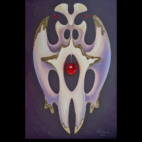Image of Construction of Worship by Oksana Lopokha, size: 40x60, made of Acrylic, MDF, Painting medium, from Vyshhorod, part of the Порожні ідоли series, priced at $540