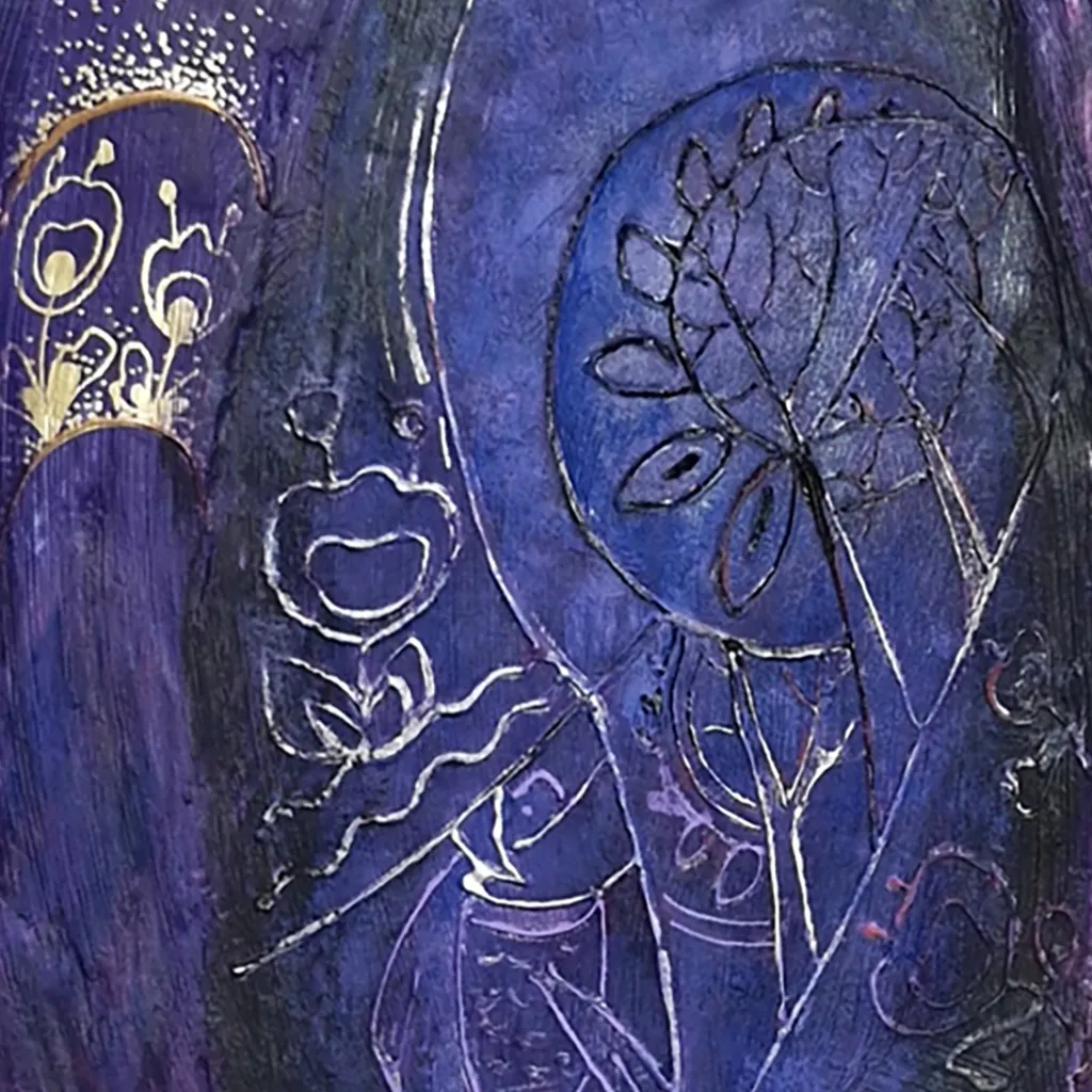 Image of Night Witch by Oksana Lopokha, size: 30x40, made of Acrylic, texture paste, Painting medium, from Ukraine, part of the "Figures" series, priced at $520 Photo 2 of 5.