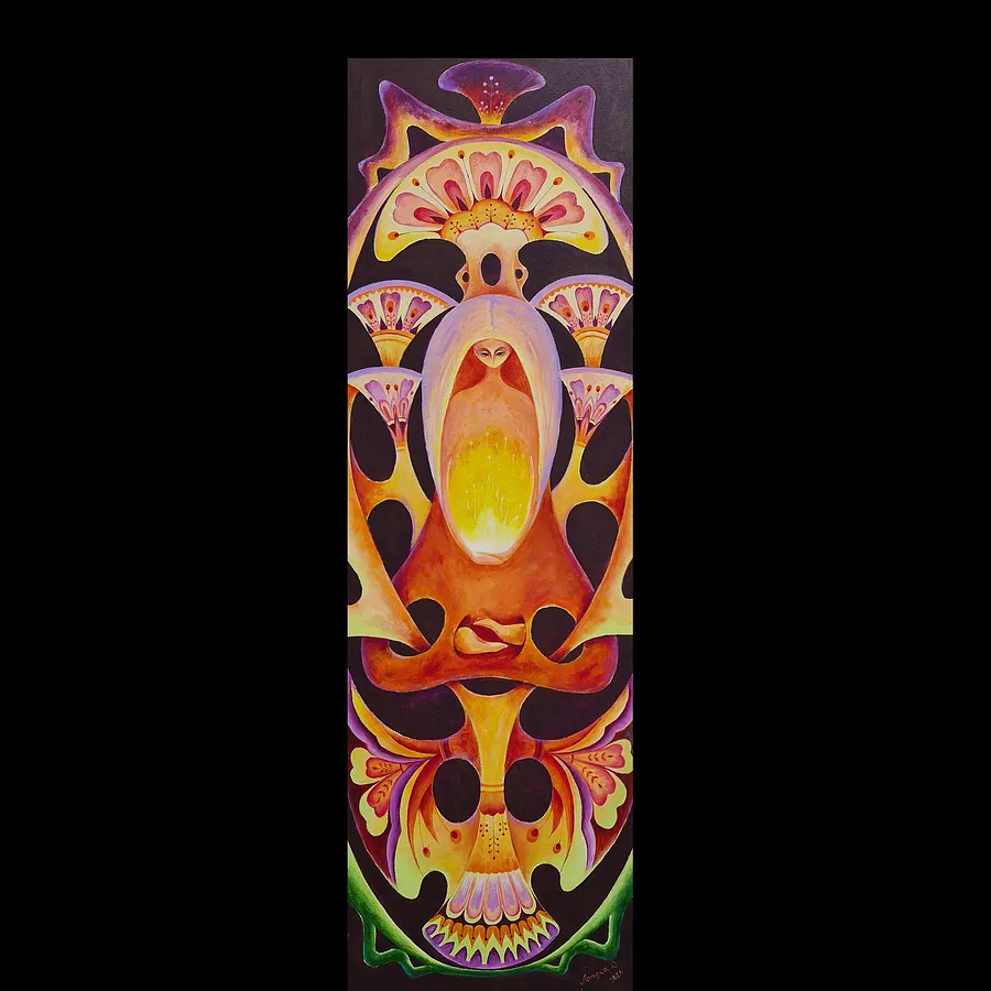 Image of Fire of the Soul by Oksana Lopokha, size: 162x51, made of Acrylic on canvas, Painting medium, from Ukraine, part of the The Myth of the Inner World series, priced at $1200