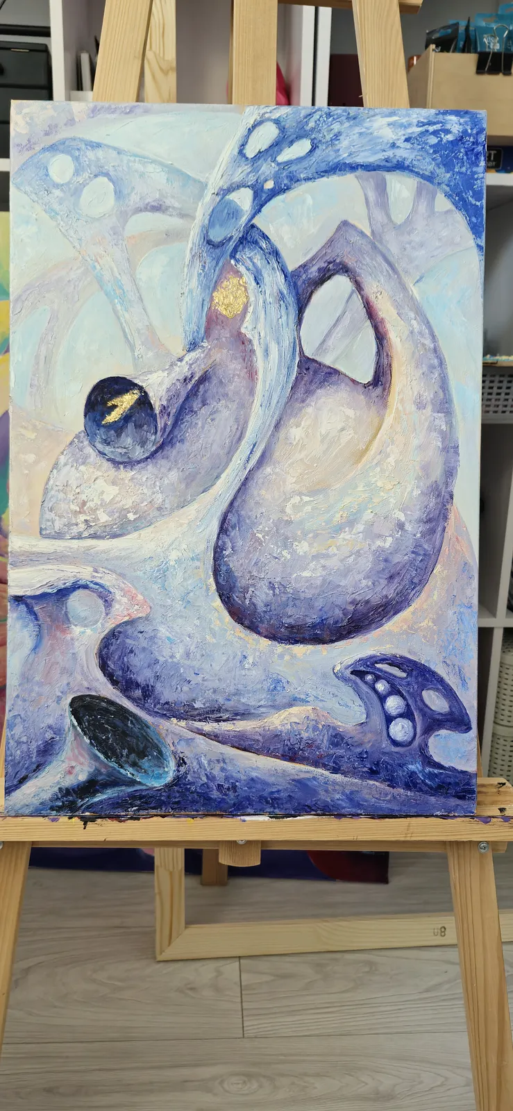 Image of Dream 3. Triptych by Oksana Lopokha, size: 40x60, made of Oil paints, Canvas on stretcher frame, Painting medium, from Ukraine, part of the "Figures" series, priced at $800 Photo 4 of 5.
