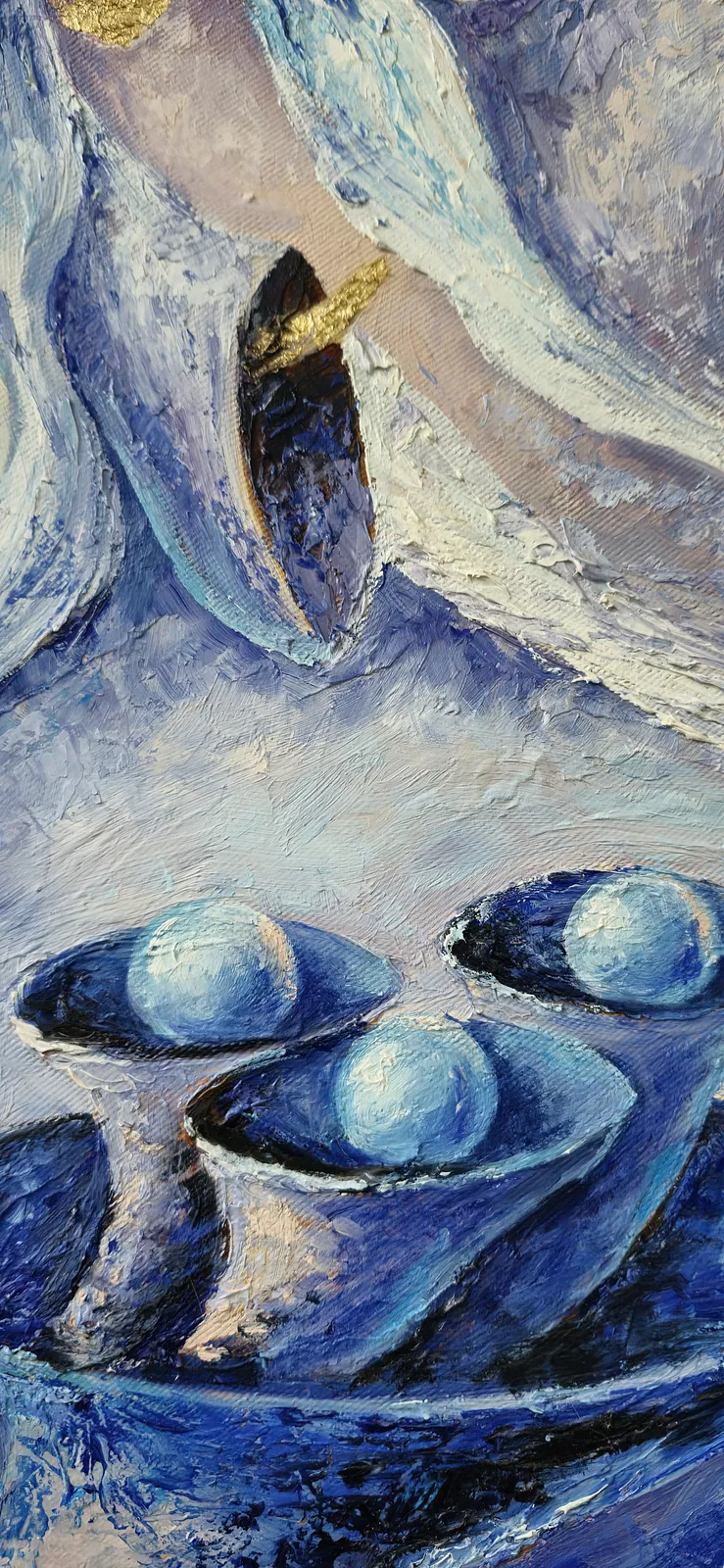 Image of Dream 2. Triptych by Oksana Lopokha, size: 40x60, made of Oil Paints, Painting medium, from Ukraine, part of the "Figures" series, priced at $800 Photo 4 of 5.