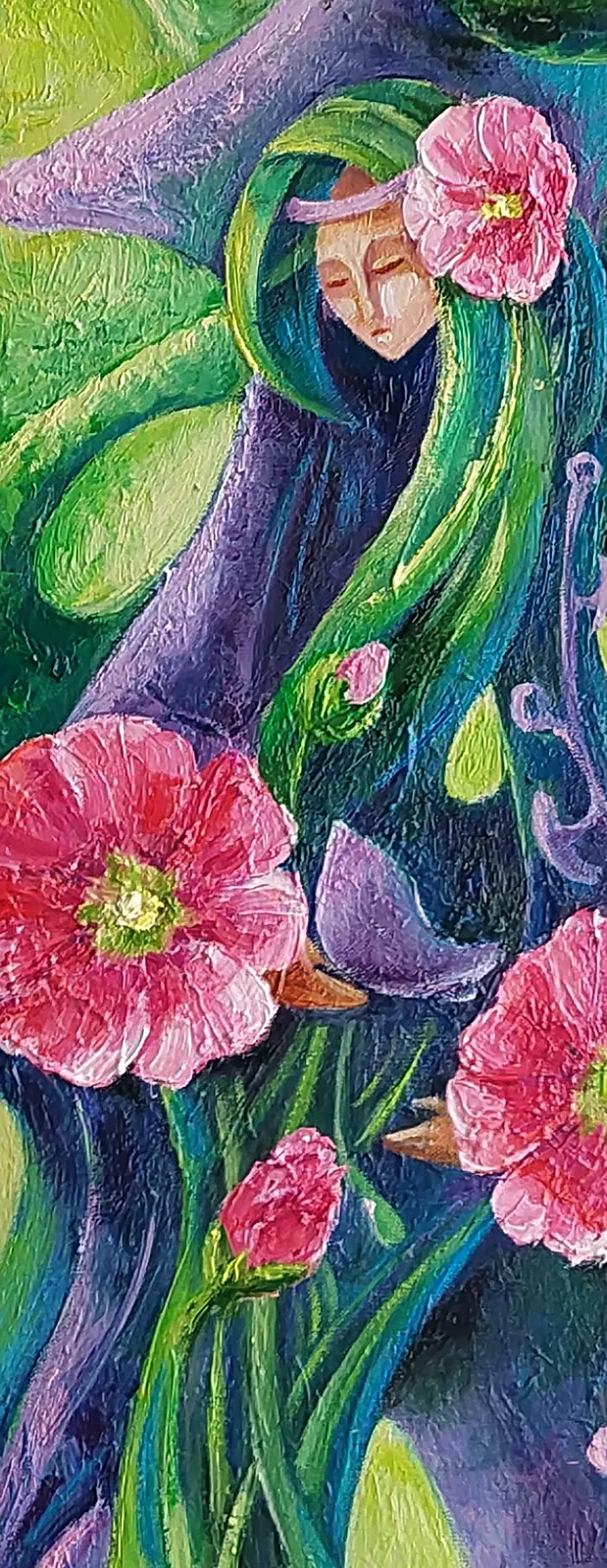 Image of Mallow by Oksana Lopokha, size: 20x70cm, made of Oil paints, Painting medium, from Ukraine, part of the "Figures" series, priced at $430 Photo 3 of 3.