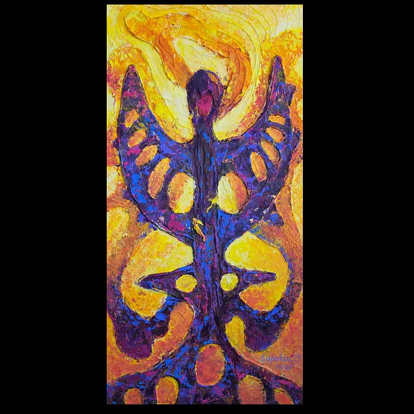 Зображення "Неспалимі крила" від Оксана Лопоха, розмір: 25х50, матеріали: Акрил, текстурна паста, медіум: Живопис, місто: Україна, серія: Фігури, ціна: $480