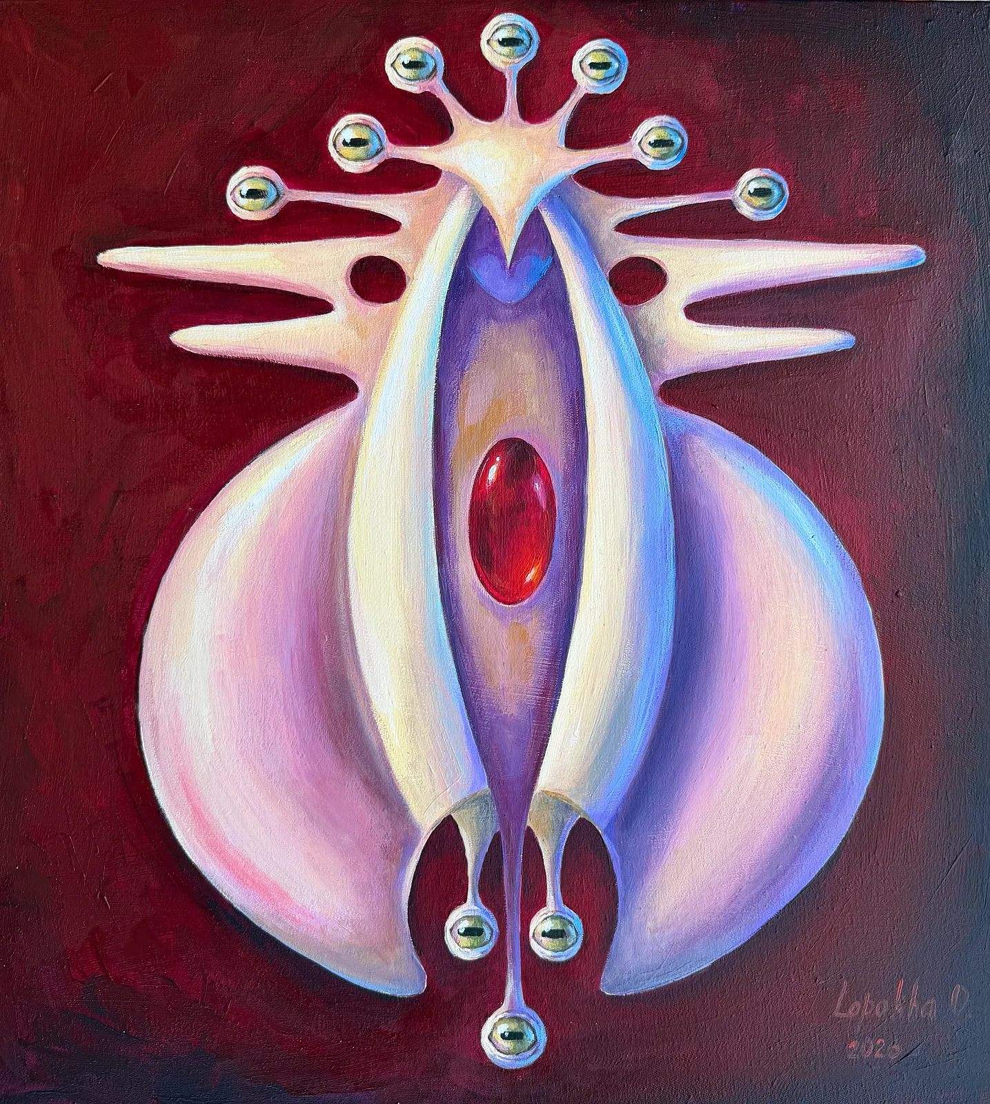 Image of Погляд хранителя by Oksana Lopokha, size: 45х49, Painting medium, part of the Keepers series, priced at $650 Photo 1 of 5.