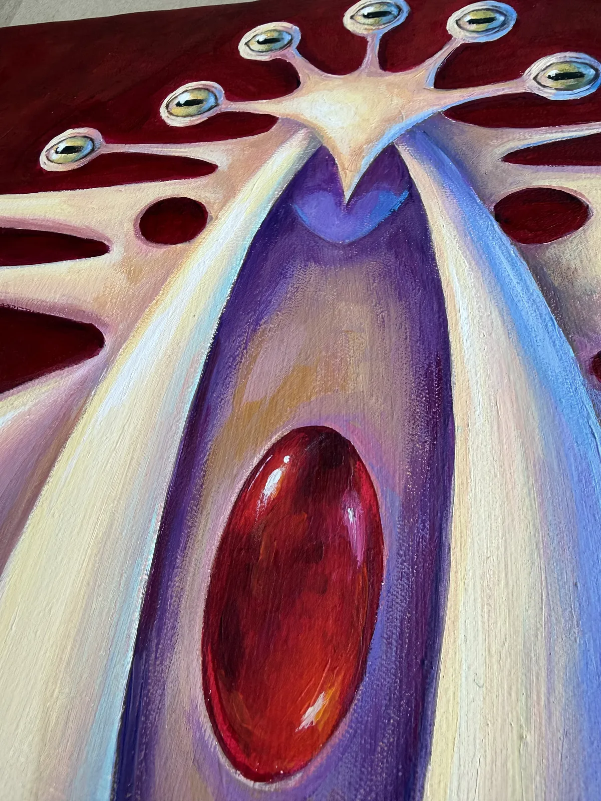 Image of A Curator's View by Oksana Lopokha, size: 45х49, made of Acrylic, MDF, Painting medium, from Ukraine, part of the Keepers series, priced at $650 Photo 2 of 5.