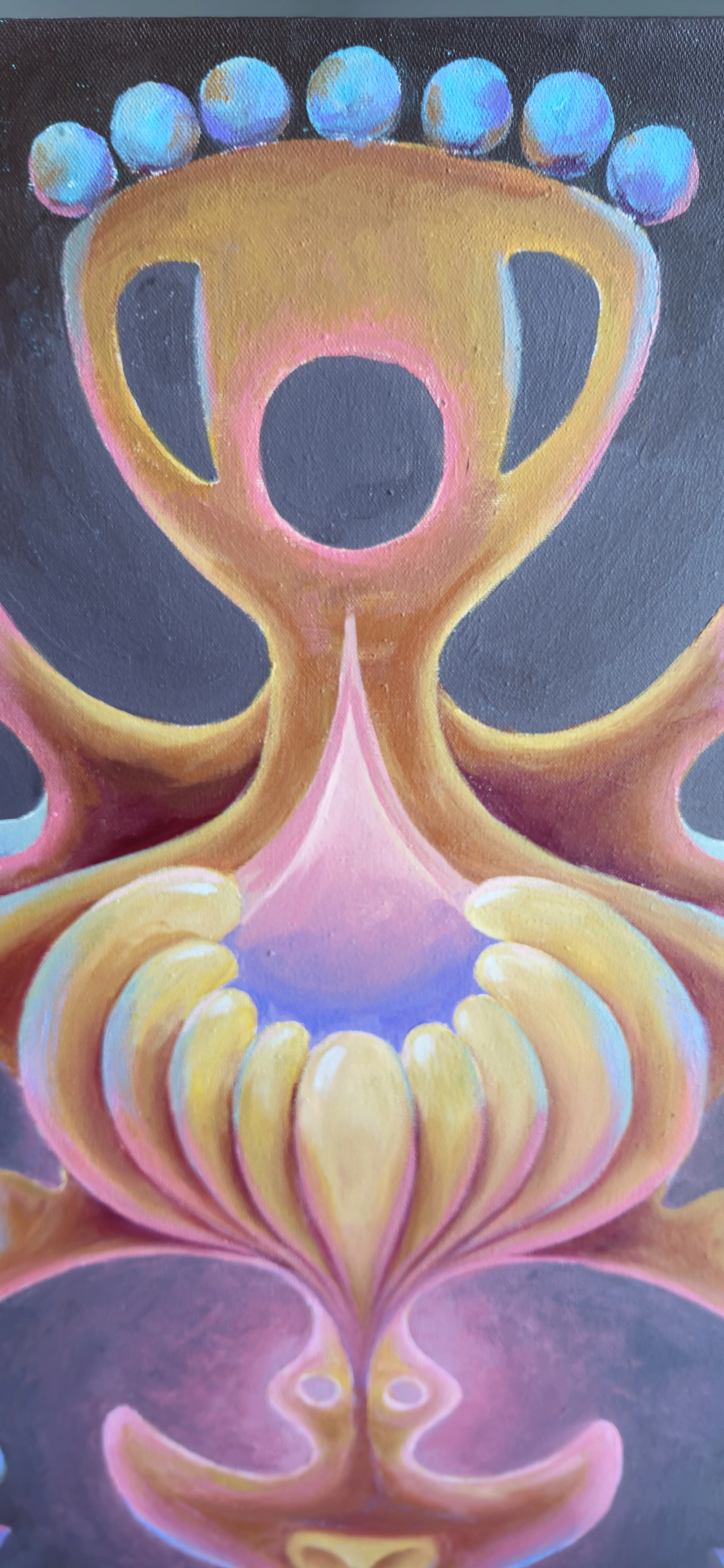 Image of The Fruit of Silence by Oksana Lopokha, size: 162х51, made of Acrylic on canvas, Painting medium, from Ukraine, part of the The Myth of the Inner World series, priced at $1200 Photo 2 of 5.