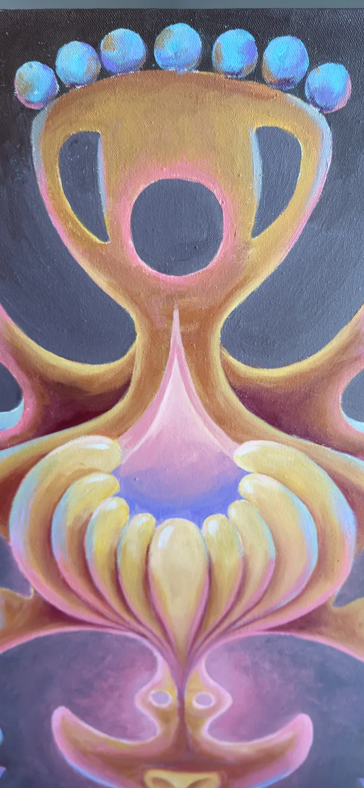 Image of The Fruit of Silence by Oksana Lopokha, size: 162х51, made of Acrylic on canvas, Painting medium, from Ukraine, part of the The Myth of the Inner World series, priced at $1200 Photo 2 of 5.