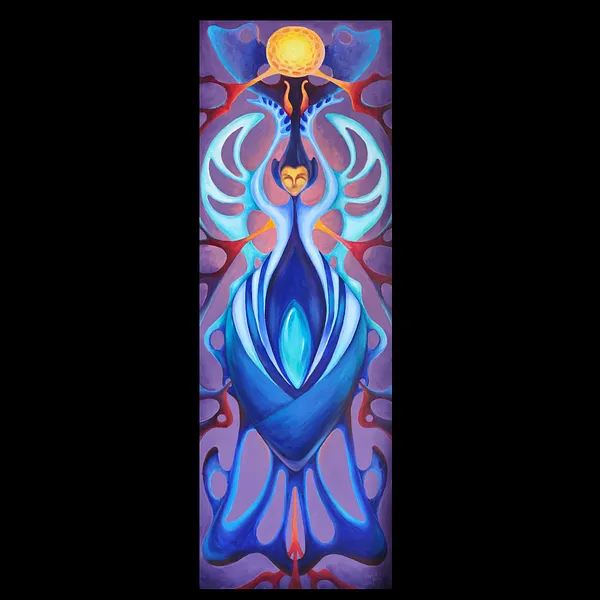 Image of Pulsation of Depths by Oksana Lopokha, size: 162х51, made of Acrylic on canvas, Painting medium, from Ukraine, part of the The Myth of the Inner World series, priced at $1200