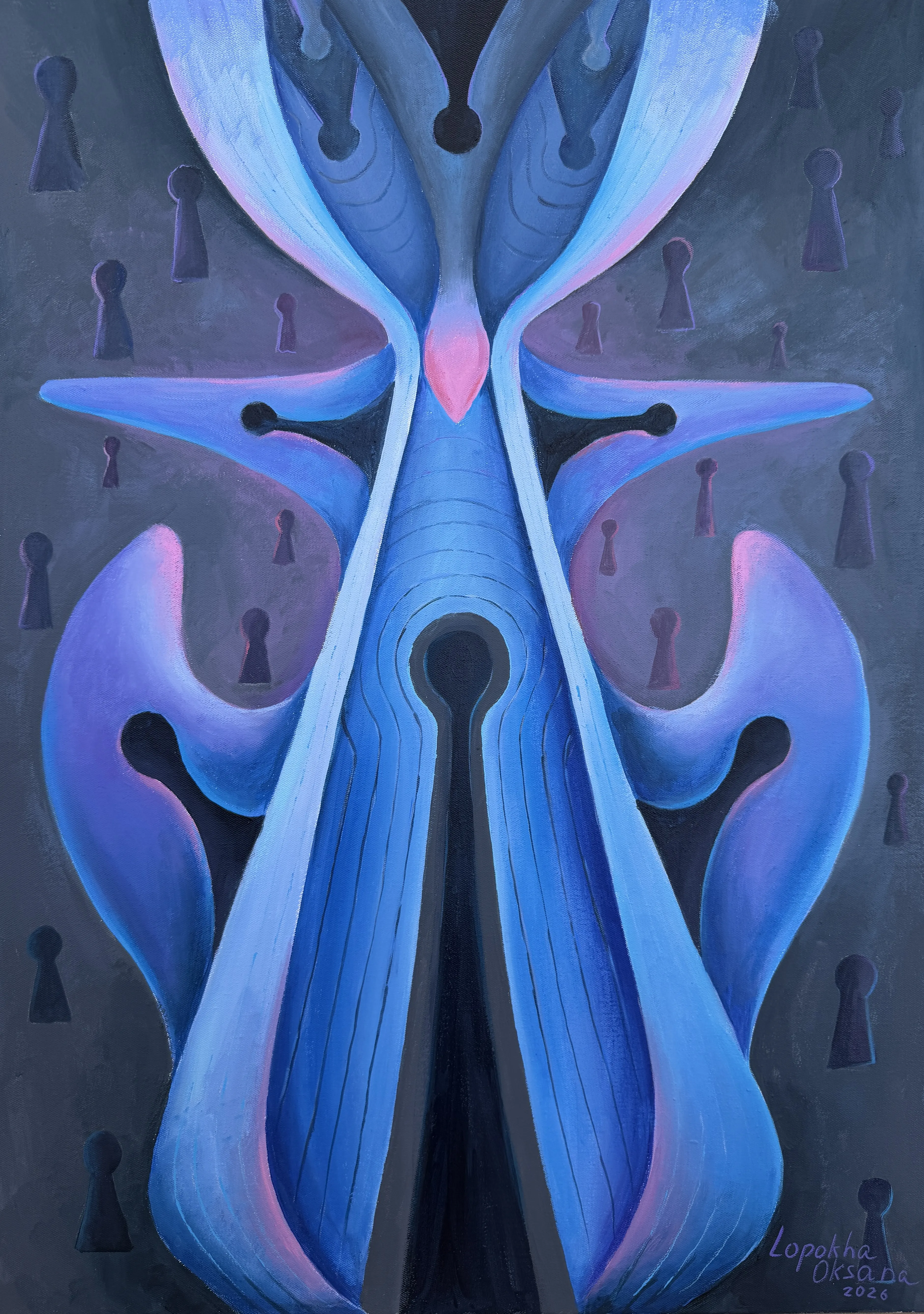 Image of Підбери ключ, акрил, полотно by Oksana Lopokha, size: 50х70, made of акрил. полотно, Painting medium, from Україна, part of the Keepers series, priced at $1100