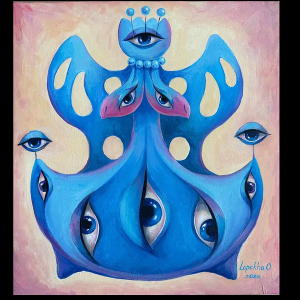 Image of Дивитися у відповідь by Oksana Lopokha, size: 42х46, made of Акрил, полотно, Живопис medium, from Україна, part of the Хранителі series, priced at $550