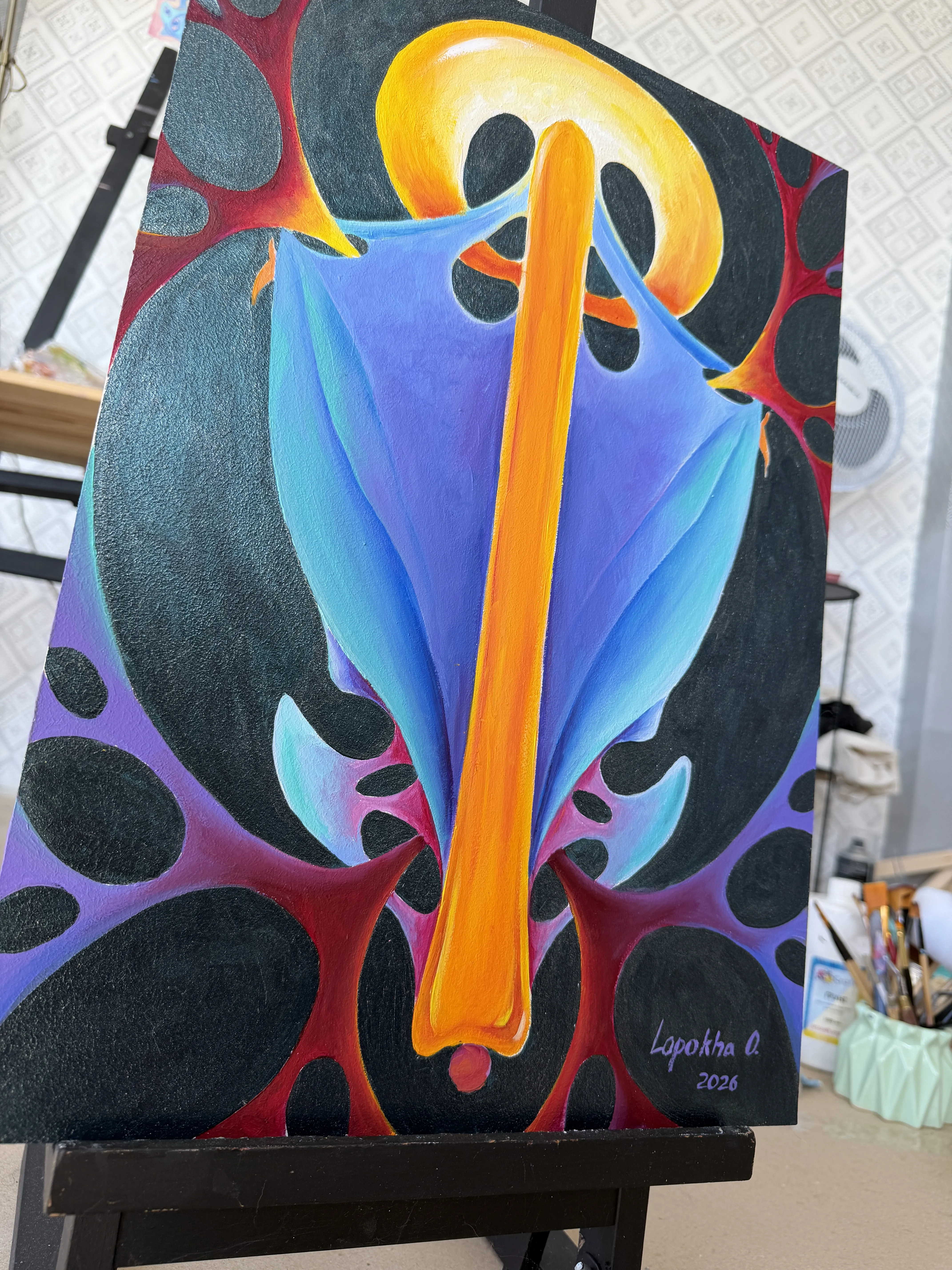 Image of Увібрати світло by Oksana Lopokha, size: 35х50, made of Акрил, МДФ, Живопис medium, from Україна, part of the Фігури series, priced at $400 Photo 5 of 6.