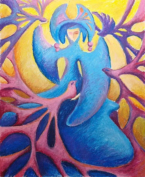 Image of Блакитна діва by Oksana Lopokha, size: 40х50, Painting medium, part of the "Figures" series, priced at $340