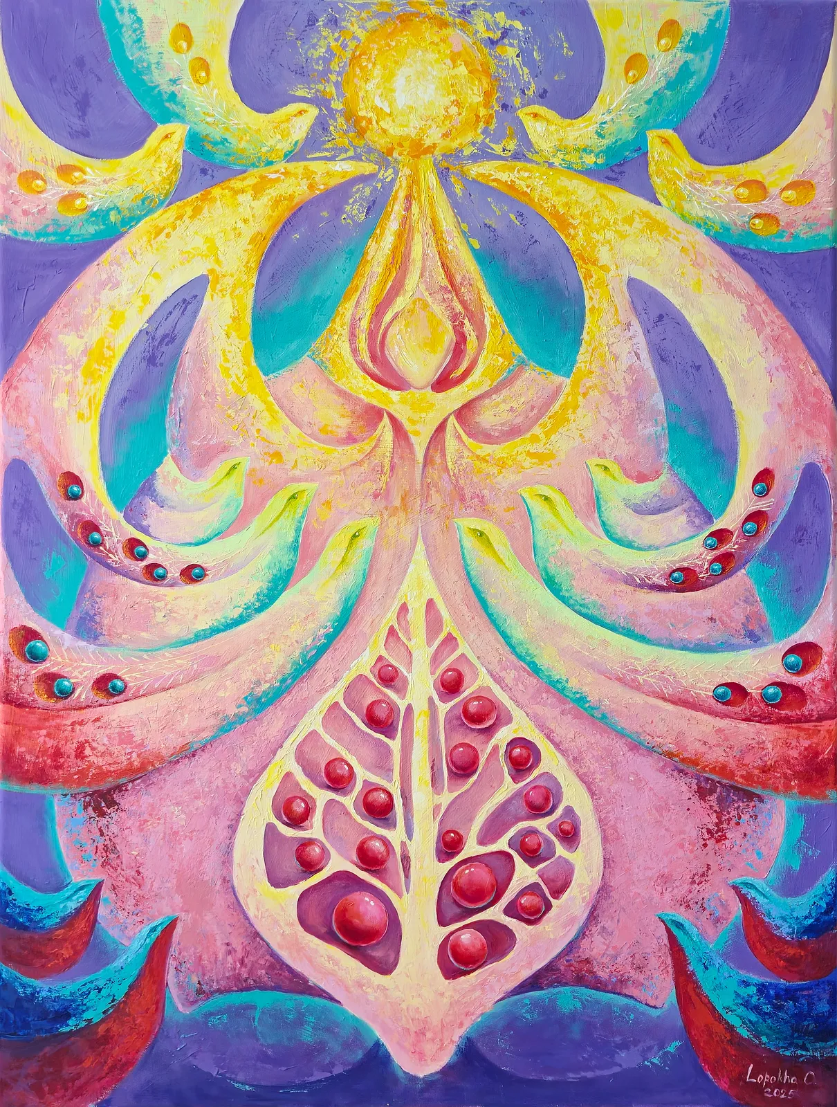 Image of Chirping by Oksana Lopokha, size: 74x100, made of Acrylic, Painting medium, from Ukraine, part of the "Figures" series, priced at $1100
