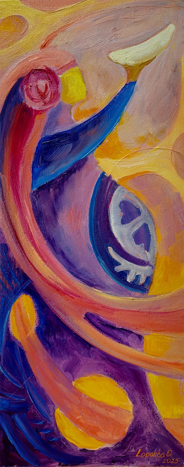 Image of Birth of Light by Oksana Lopokha, size: 50x20, made of Oil on canvas, Painting medium, from Ukraine, part of the "Figures" series, priced at $400 Photo 1 of 4.