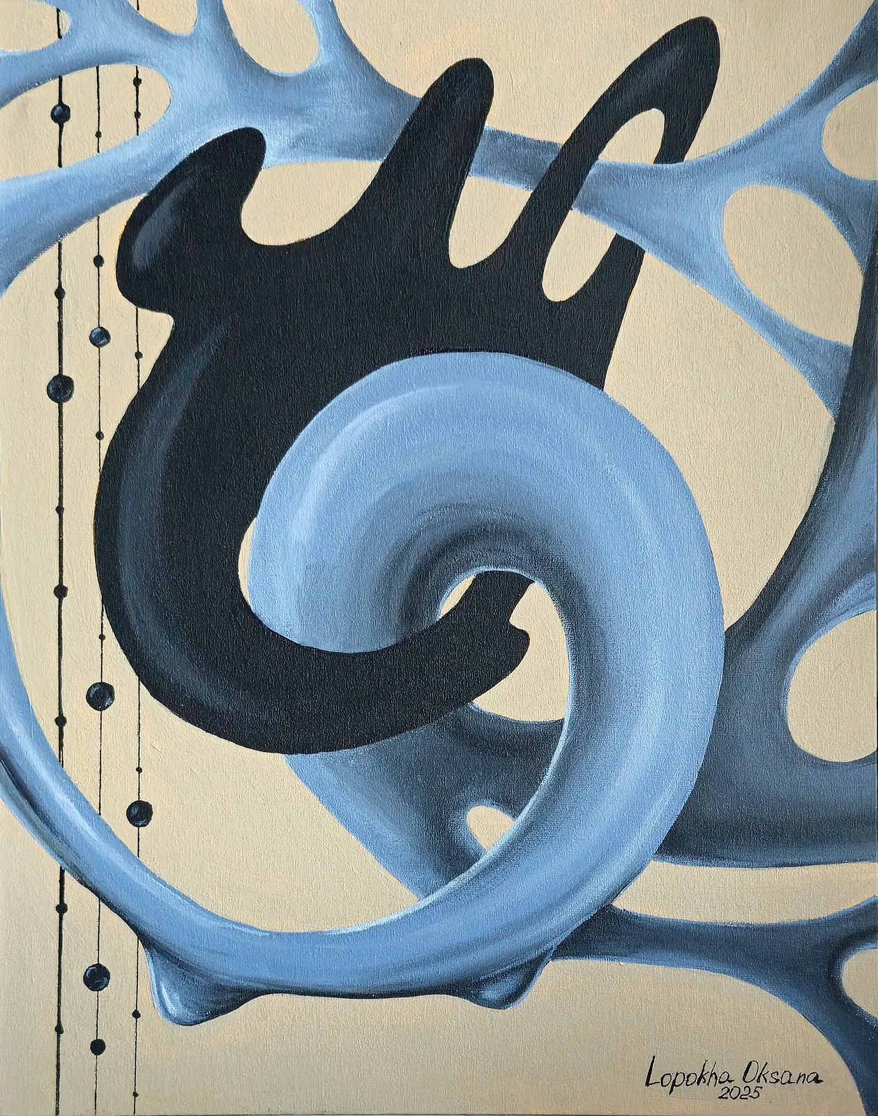 Image of Inner Movement by Oksana Lopokha, size: 35x45cm, made of acrylic, Painting medium, from Ukraine, part of the Vectors Within series, priced at $400