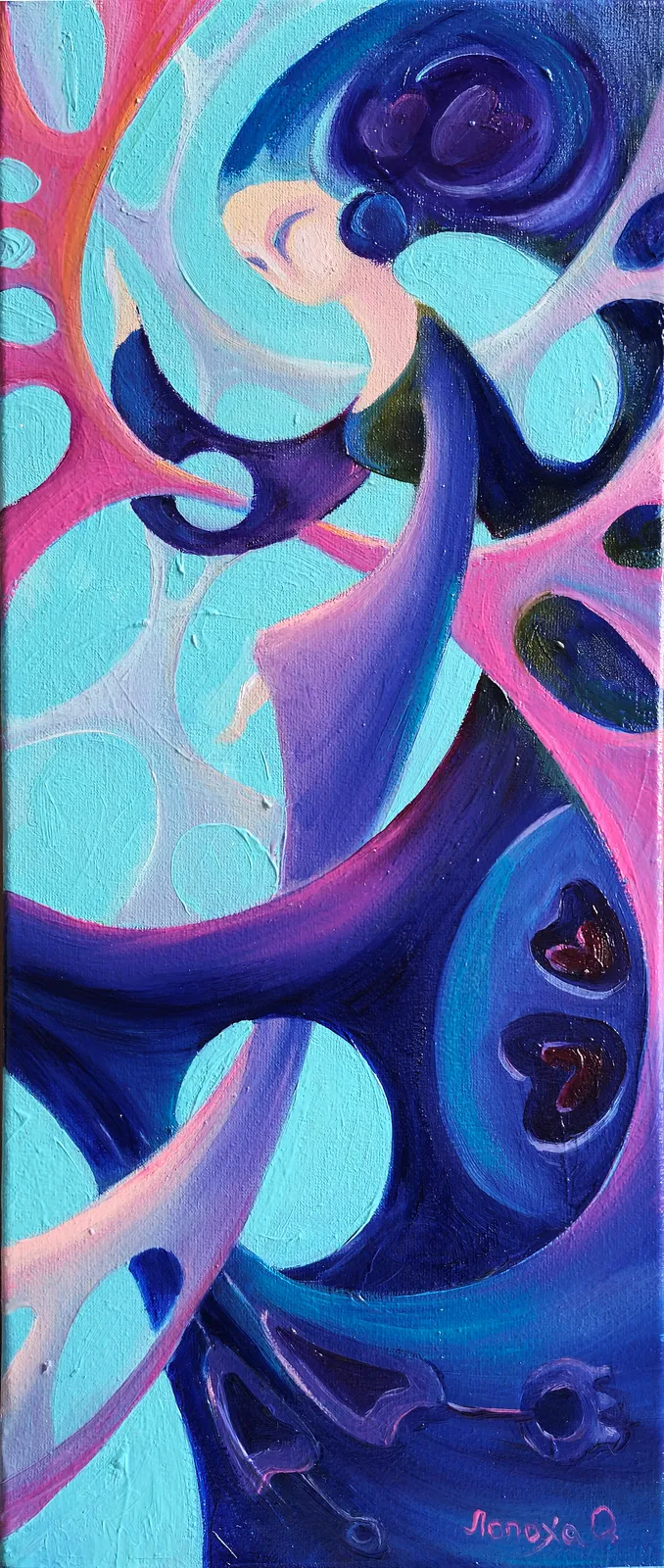 Image of Catching a Ray by Oksana Lopokha, size: 20x50cm, made of Oil, Painting medium, from Ukraine, part of the "Figures" series, priced at $400