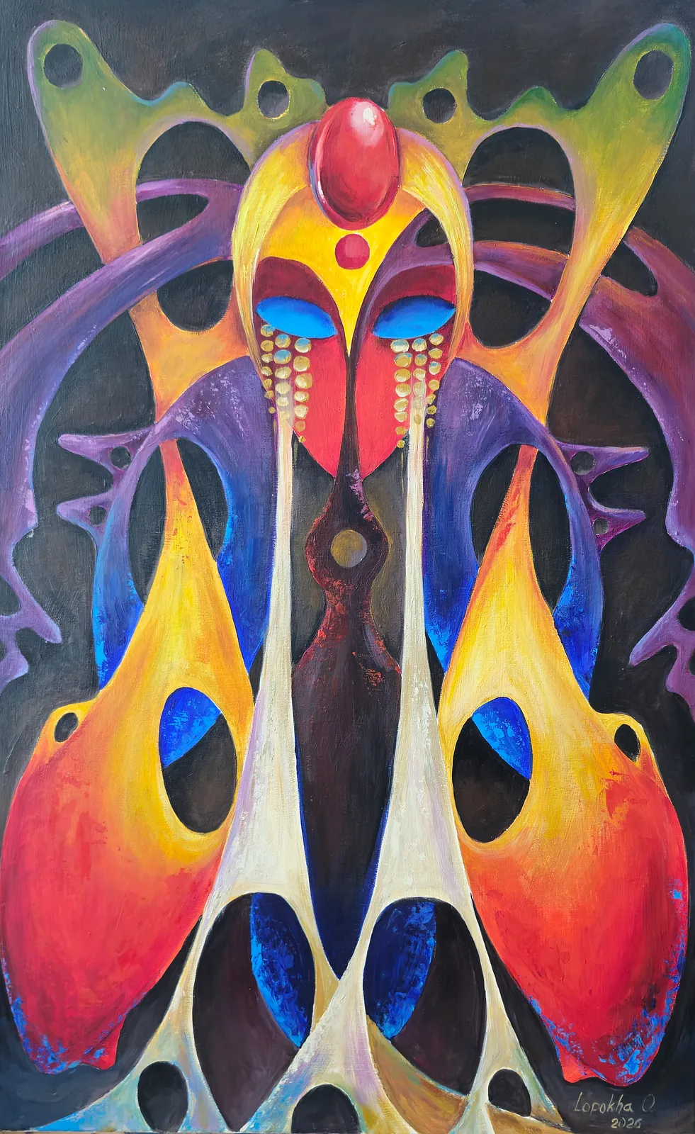 Image of Presence by Oksana Lopokha, size: 50x80, made of Acrylic on canvas, Painting medium, from Vyshhorod, part of the Keepers series, priced at $1200 Photo 1 of 5.