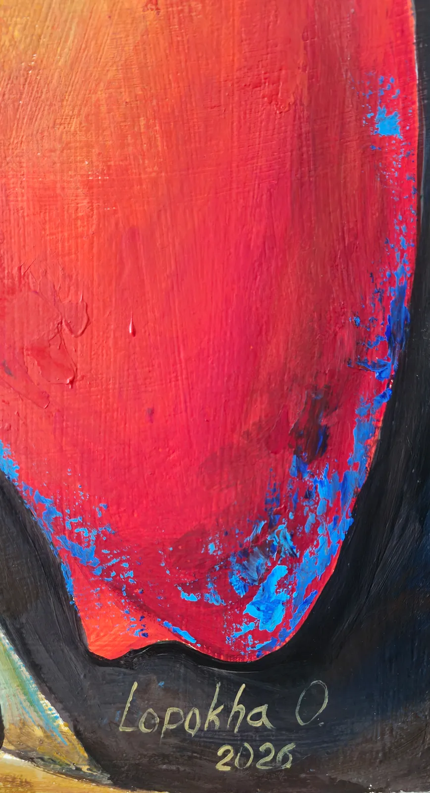 Image of Presence by Oksana Lopokha, size: 50x80, made of Acrylic on canvas, Painting medium, from Vyshhorod, part of the Keepers series, priced at $1200 Photo 3 of 5.